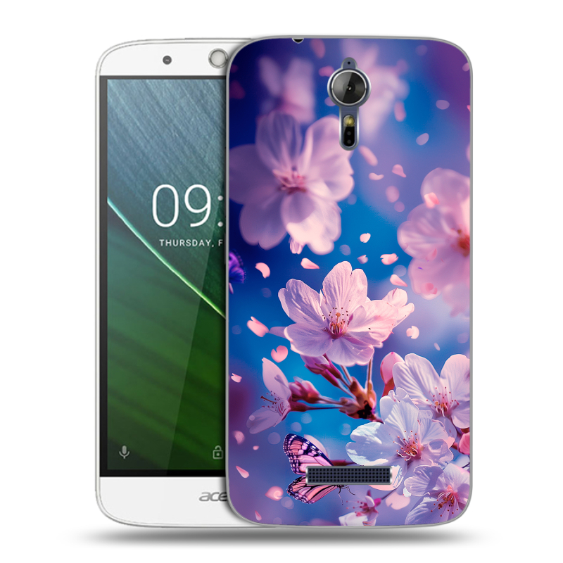 Силиконовый чехол на Acer Liquid Zest Plus с принтом цветы бабочки Силиконовый чехол на Acer Liquid Zest Plus с принтом цветы бабочки