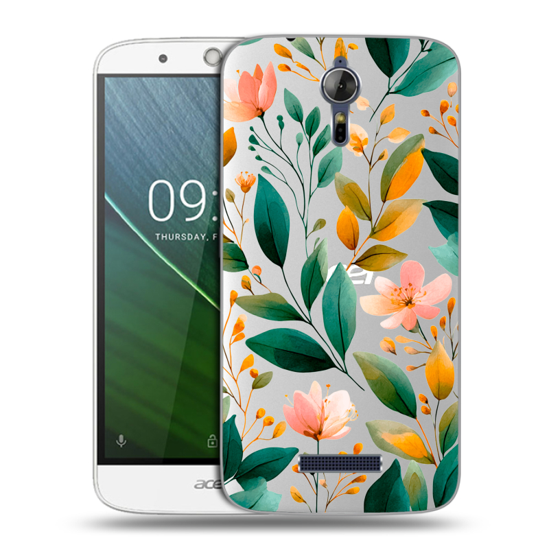 Силиконовый чехол на Acer Liquid Zest Plus с принтом Цветы паттерн Силиконовый чехол на Acer Liquid Zest Plus с принтом Цветы паттерн