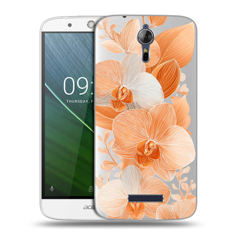 Силиконовый чехол на Acer Liquid Zest Plus с принтом Бежевые цветы Силиконовый чехол на Acer Liquid Zest Plus с принтом Бежевые цветы
