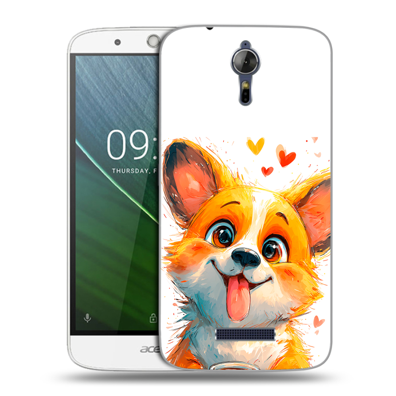 Силиконовый чехол на Acer Liquid Zest Plus с принтом корги Силиконовый чехол на Acer Liquid Zest Plus с принтом корги