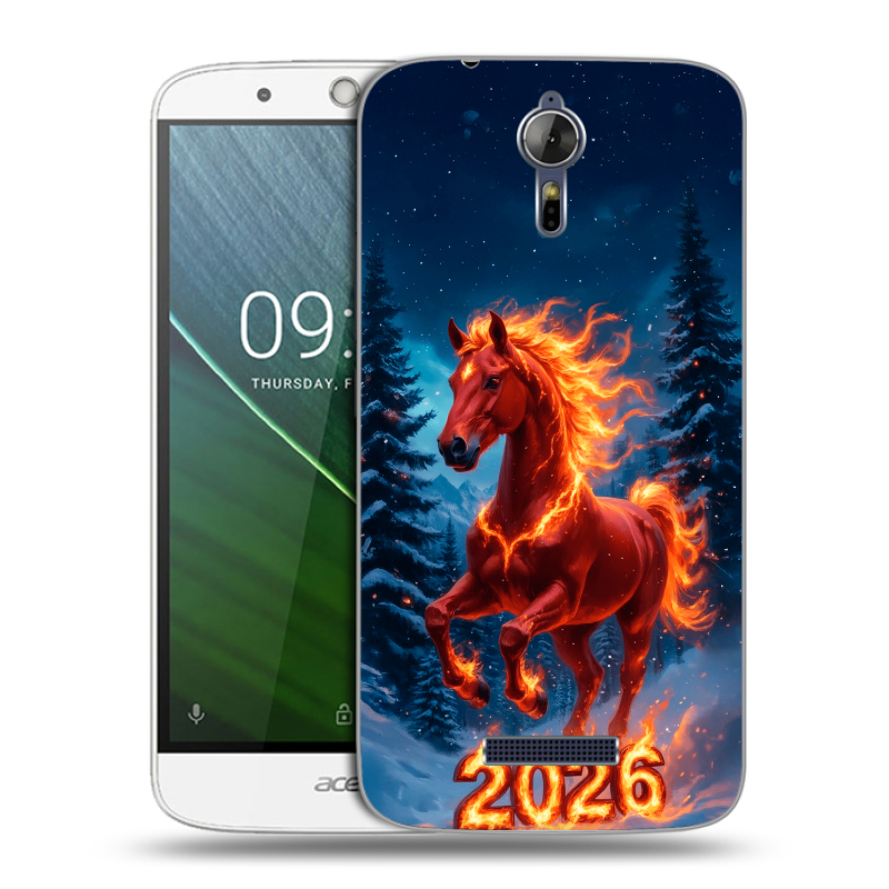 Силиконовый чехол на Acer Liquid Zest Plus с принтом Новый год коня Силиконовый чехол на Acer Liquid Zest Plus с принтом Новый год коня