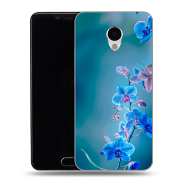 Пластиковый чехол на Meizu M3 с принтом Голубые цветы