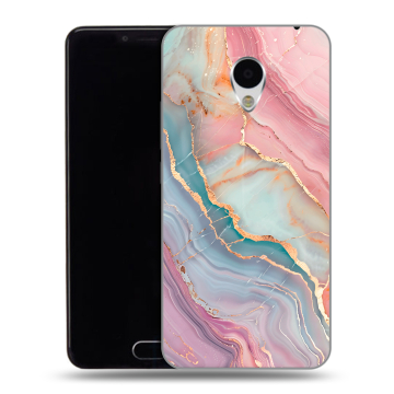 Пластиковый чехол на Meizu M3 с принтом розовый мрамор