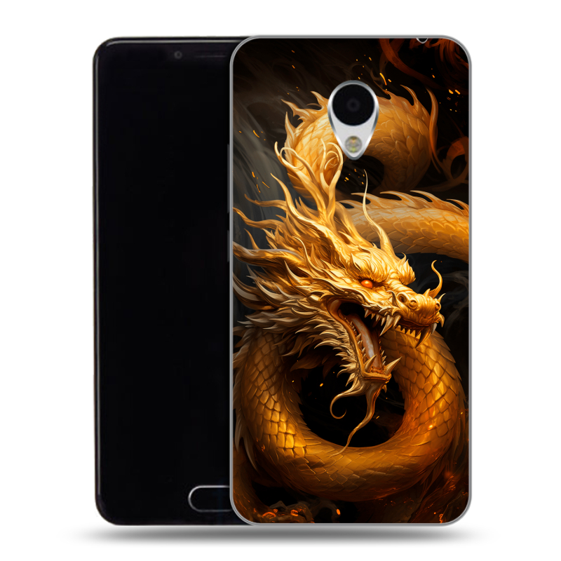 Пластиковый чехол на Meizu M3 с принтом Золотой дракон Пластиковый чехол на Meizu M3 с принтом Золотой дракон