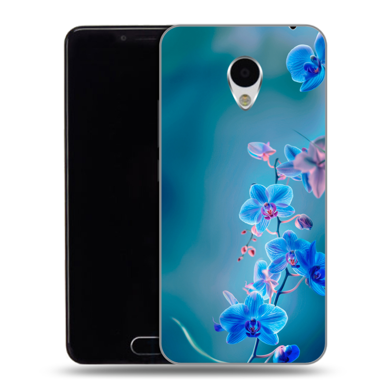 Пластиковый чехол на Meizu M3 с принтом Голубые цветы Пластиковый чехол на Meizu M3 с принтом Голубые цветы