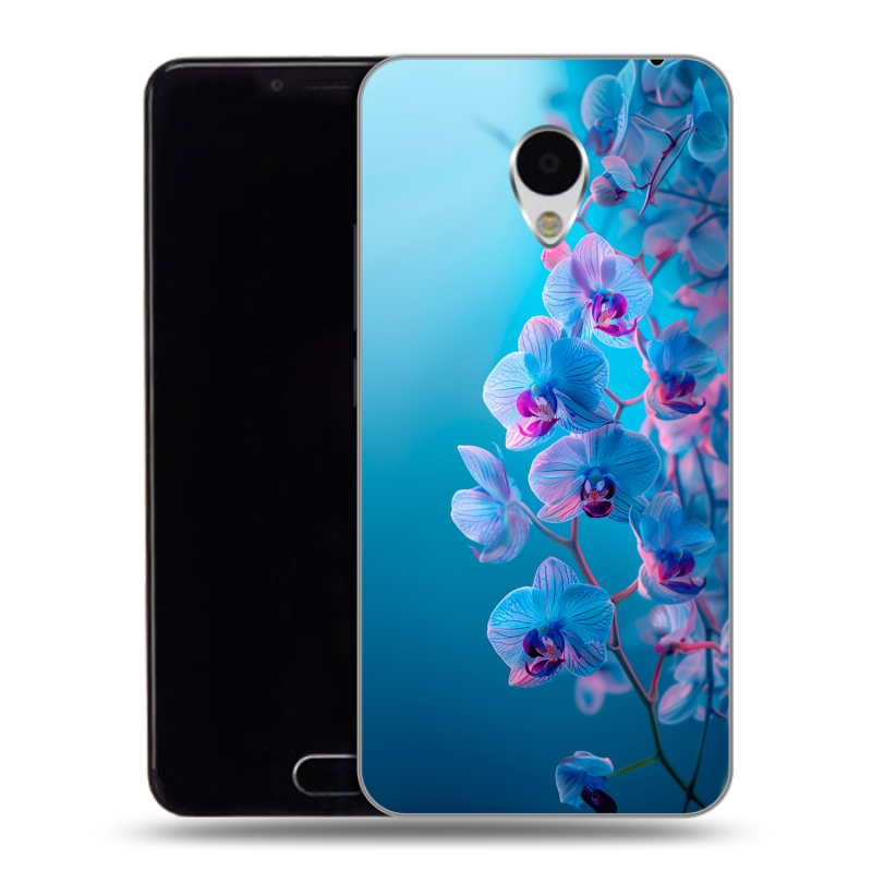 Пластиковый чехол на Meizu M3 с принтом голубые орхидеи Пластиковый чехол на Meizu M3 с принтом голубые орхидеи