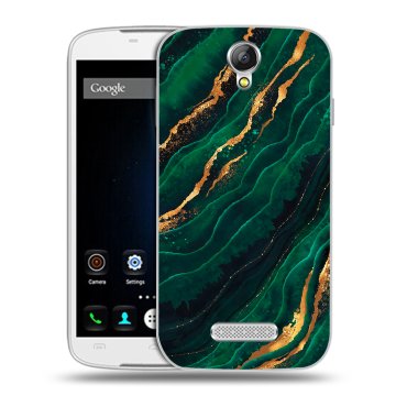 Силиконовый чехол на Doogee X6 с принтом Мрамор зеленое золото Силиконовый чехол на Doogee X6 с принтом Мрамор зеленое золото