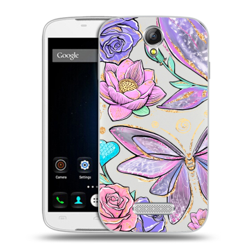 Силиконовый чехол на Doogee X6 с принтом Бабочки и цветы Силиконовый чехол на Doogee X6 с принтом Бабочки и цветы