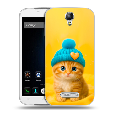 Силиконовый чехол на Doogee X6 с принтом Котенок в шапке