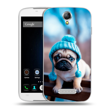 Силиконовый чехол на Doogee X6 с принтом Мопс в шапке Силиконовый чехол на Doogee X6 с принтом Мопс в шапке