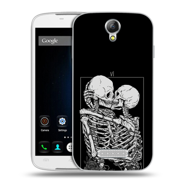 Силиконовый чехол на Doogee X6 с принтом Поцелуй скелетов Силиконовый чехол на Doogee X6 с принтом Поцелуй скелетов