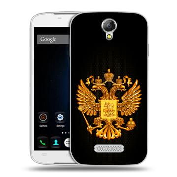 Силиконовый чехол на Doogee X6 с принтом Герб России желтый Силиконовый чехол на Doogee X6 с принтом Герб России желтый