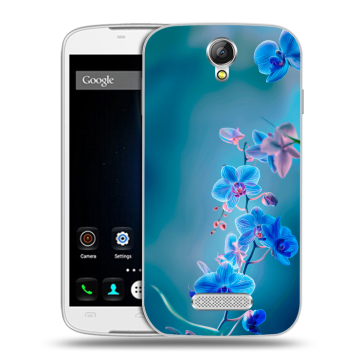 Силиконовый чехол на Doogee X6 с принтом Голубые цветы Силиконовый чехол на Doogee X6 с принтом Голубые цветы