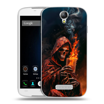 Силиконовый чехол на Doogee X6 с принтом Скелет и карты Силиконовый чехол на Doogee X6 с принтом Скелет и карты