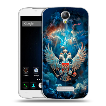 Силиконовый чехол на Doogee X6 с принтом Герб флаг России Силиконовый чехол на Doogee X6 с принтом Герб флаг России