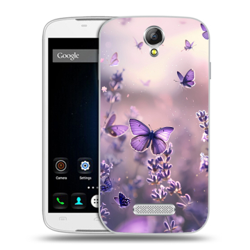 Силиконовый чехол на Doogee X6 с принтом бабочки и лаванда Силиконовый чехол на Doogee X6 с принтом бабочки и лаванда