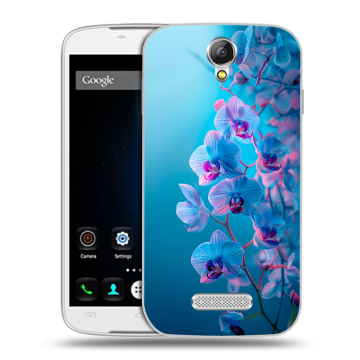 Силиконовый чехол на Doogee X6 с принтом голубые орхидеи Силиконовый чехол на Doogee X6 с принтом голубые орхидеи