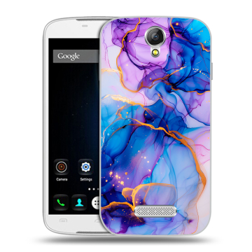 Силиконовый чехол на Doogee X6 с принтом синий мрамор Силиконовый чехол на Doogee X6 с принтом синий мрамор