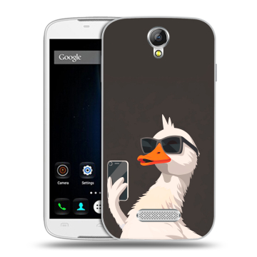 Силиконовый чехол на Doogee X6 с принтом утка в очках Силиконовый чехол на Doogee X6 с принтом утка в очках