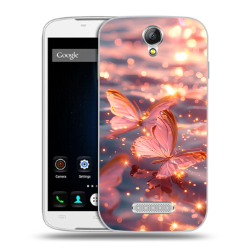 Силиконовый чехол на Doogee X6 с принтом бабочки розовые Силиконовый чехол на Doogee X6 с принтом бабочки розовые