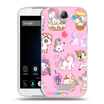 Силиконовый чехол на Doogee X6 с принтом розовые единороги Силиконовый чехол на Doogee X6 с принтом розовые единороги
