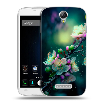 Силиконовый чехол на Doogee X6 с принтом Цветы и мрамор Силиконовый чехол на Doogee X6 с принтом Цветы и мрамор