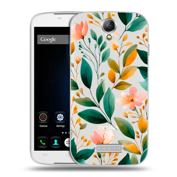 Силиконовый чехол на Doogee X6 с принтом Цветы паттерн Силиконовый чехол на Doogee X6 с принтом Цветы паттерн