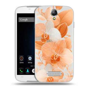 Силиконовый чехол на Doogee X6 с принтом Бежевые цветы