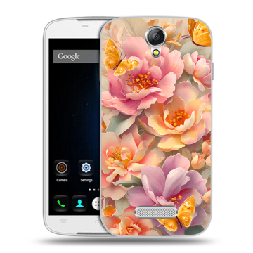 Силиконовый чехол на Doogee X6 с принтом Цветы и бабочки