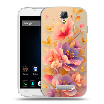 Силиконовый чехол на Doogee X6 с принтом Цветы и бабочки