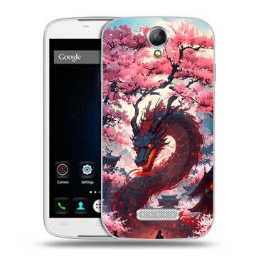 Силиконовый чехол на Doogee X6 с принтом Дракон Японский Силиконовый чехол на Doogee X6 с принтом Дракон Японский
