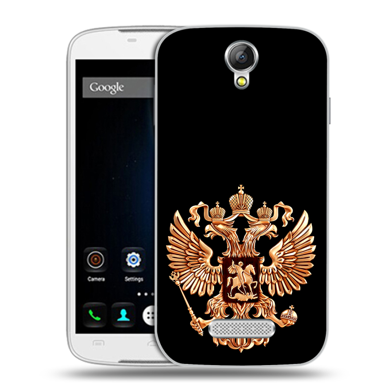 Силиконовый чехол на Doogee X6 с принтом Герб России золотой Силиконовый чехол на Doogee X6 с принтом Герб России золотой