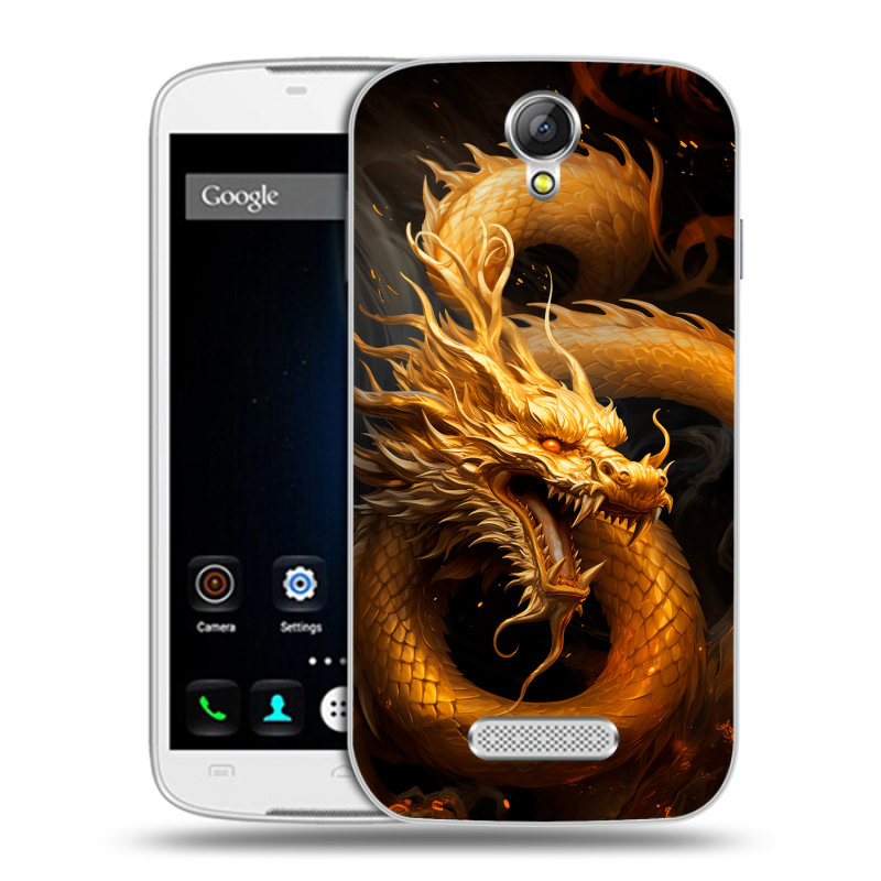 Силиконовый чехол на Doogee X6 с принтом Золотой дракон Силиконовый чехол на Doogee X6 с принтом Золотой дракон