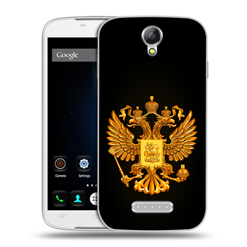 Силиконовый чехол на Doogee X6 с принтом Герб России желтый Силиконовый чехол на Doogee X6 с принтом Герб России желтый