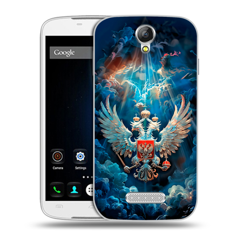 Силиконовый чехол на Doogee X6 с принтом Герб флаг России Силиконовый чехол на Doogee X6 с принтом Герб флаг России