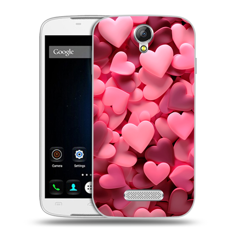Силиконовый чехол на Doogee X6 с принтом розовые сердечки Силиконовый чехол на Doogee X6 с принтом розовые сердечки