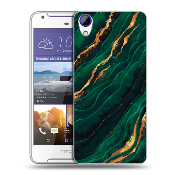 Пластиковый чехол на HTC Desire 830 с принтом Мрамор зеленое золото