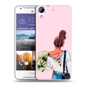 Пластиковый чехол на HTC Desire 830 с принтом Девушка и букет
