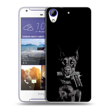 Пластиковый чехол на HTC Desire 830 с принтом Доберман и пистолет