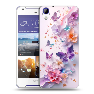 Пластиковый чехол на HTC Desire 830 с принтом цветы бабочки Пластиковый чехол на HTC Desire 830 с принтом цветы бабочки