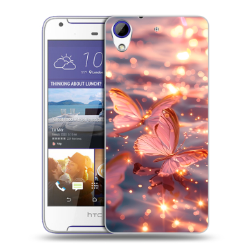 Пластиковый чехол на HTC Desire 830 с принтом бабочки розовые