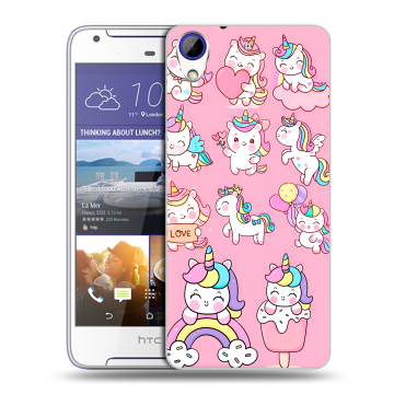Пластиковый чехол на HTC Desire 830 с принтом Единороги и радуга