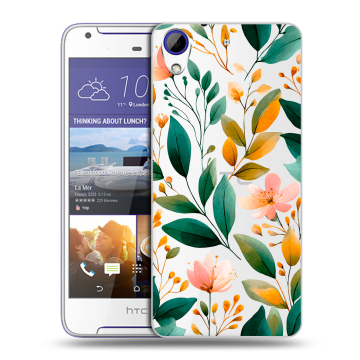 Пластиковый чехол на HTC Desire 830 с принтом Цветы паттерн