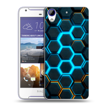 Пластиковый чехол на HTC Desire 830 с принтом Неоновые соты