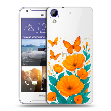 Пластиковый чехол на HTC Desire 830 с принтом цветы бабочки