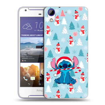 Пластиковый чехол на HTC Desire 830 с принтом Стич Новый год