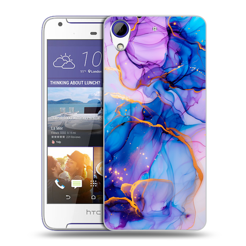 Пластиковый чехол на HTC Desire 830 с принтом синий мрамор Пластиковый чехол на HTC Desire 830 с принтом синий мрамор
