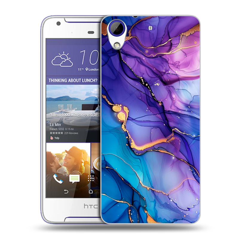 Пластиковый чехол на HTC Desire 830 с принтом синий мрамор Пластиковый чехол на HTC Desire 830 с принтом синий мрамор
