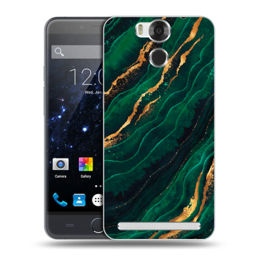 Пластиковый чехол на Ulefone Power с принтом Мрамор зеленое золото