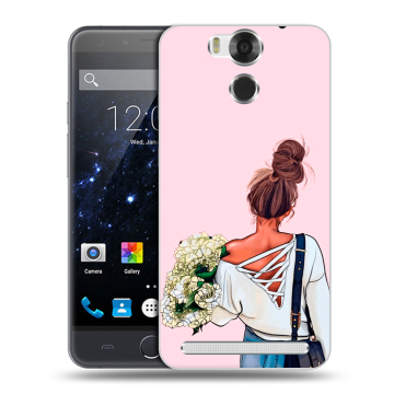 Пластиковый чехол на Ulefone Power с принтом Девушка и букет